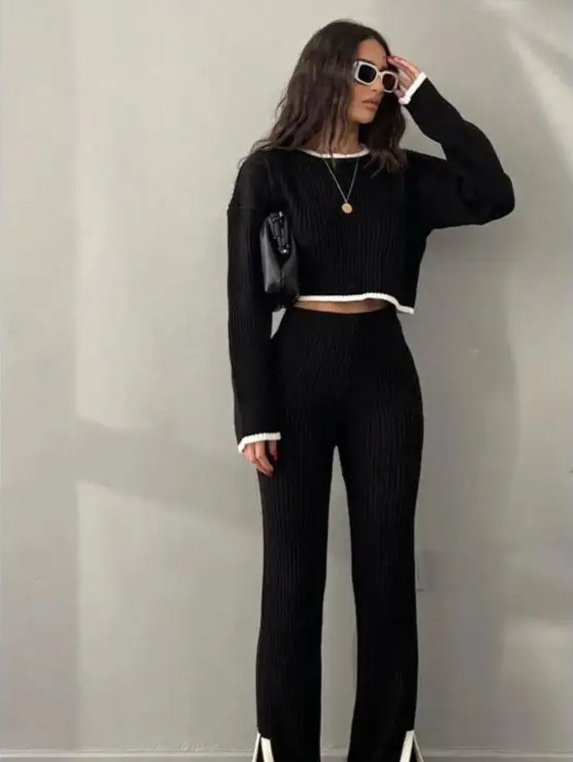 Cropped Turtleneck Sweaters For Women Knit Long Sleeve Slim Pullover